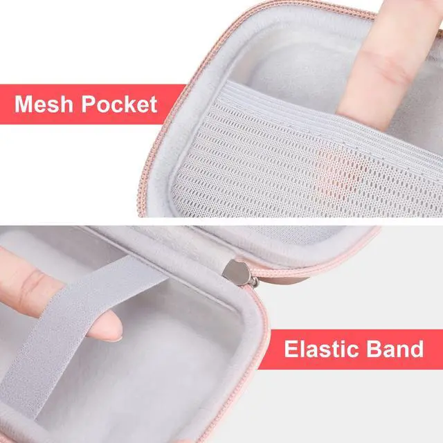 Alt view image 3 of 5 - Hard Case for Yoto Mini Kids Audio & Music Player Childrens Speaker Plays Audiobook Cards Radio, Mesh Pocket fit Audiobook Cards, Mini Radio Carrying Storage Bag, Rose Gold (Case Only)