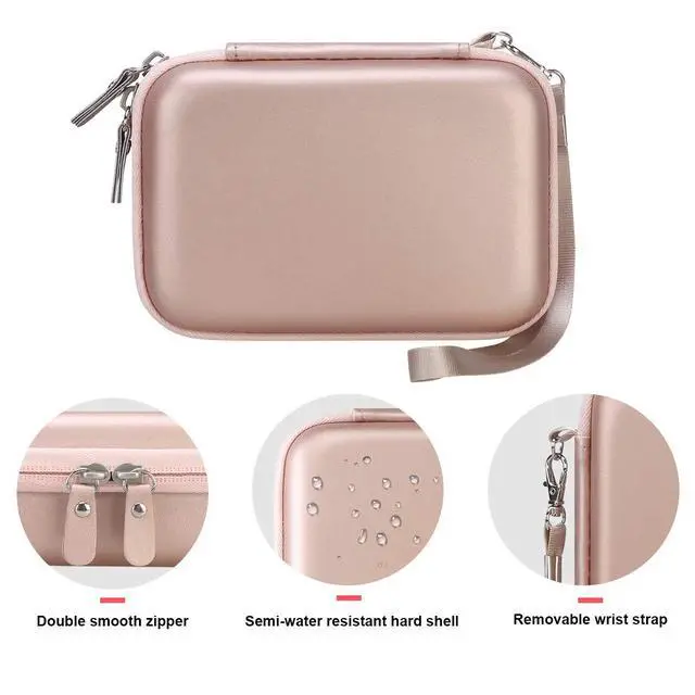 Alt view image 4 of 5 - Hard Case for Yoto Mini Kids Audio & Music Player Childrens Speaker Plays Audiobook Cards Radio, Mesh Pocket fit Audiobook Cards, Mini Radio Carrying Storage Bag, Rose Gold (Case Only)