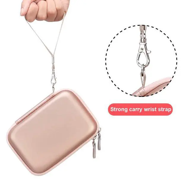 Alt view image 5 of 5 - Hard Case for Yoto Mini Kids Audio & Music Player Childrens Speaker Plays Audiobook Cards Radio, Mesh Pocket fit Audiobook Cards, Mini Radio Carrying Storage Bag, Rose Gold (Case Only)