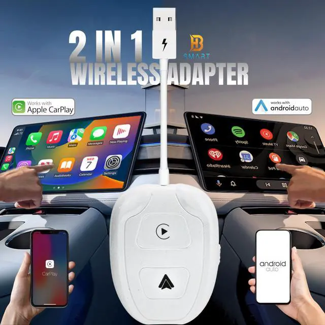 Alt view image 2 of 6 - Wireless Carplay & Android Auto Adapter 2 in 1 Auto CarPlay & Android Auto Wireless 2024 Upgrade Dongle for Converts Wired to Wireless Compatibility Auto for Cars Model 2016+ Plug & Play, White