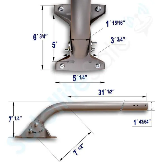 Alt view image 4 of 6 - J-Pipe Antenna Mount Universal Mast Mounting Kit 39 inches Long