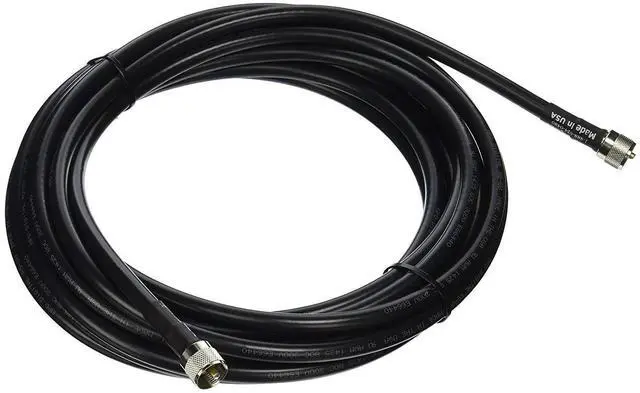 Main image of MILSPEC RG213 50 OHM RF Coaxial Cable with UHF PL259 Male Crimp Connectors, 25 FT