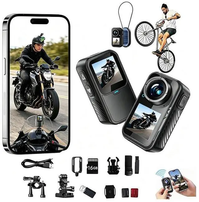 Main image of Motorcycle Helmet Camera with Stabilization & EIS, POV Chest Magnetic Action Camera with Dual Screen,1080P Wearable Thumb Camera,with Helmet Mount for Motorcycle/Bike Cycling Running Or Walking (16GB)
