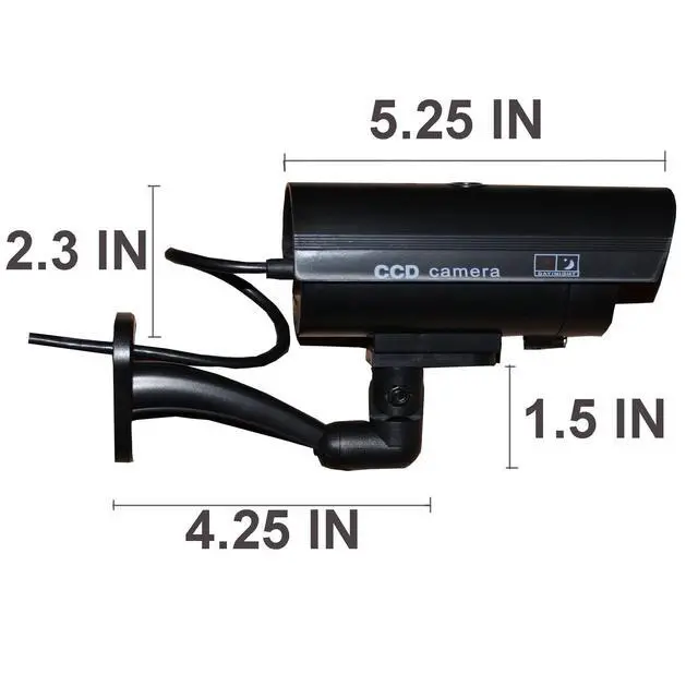 Alt view image 2 of 5 - Fake Camera, Dummy Camera CCTV Surveillance System with Realistic Red LED Flashing Light for Outdoor and Indoor + Warning Sticker (4 Pack, Black)