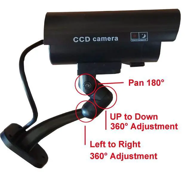 Alt view image 3 of 5 - Fake Camera, Dummy Camera CCTV Surveillance System with Realistic Red LED Flashing Light for Outdoor and Indoor + Warning Sticker (4 Pack, Black)