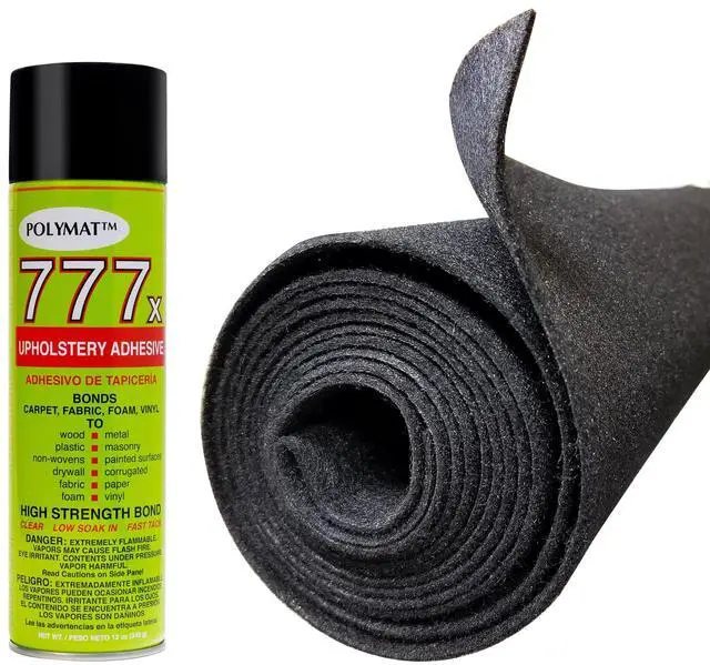 Main image of Quality 1 can 777 Glue + 3ftX4ft Wide Charcoal Speaker Box Carpet Cabinet Enclosure Carpet Truck Car Trunk Liner, and Dash Cover