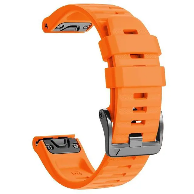 Alt view image 2 of 6 - for Garmin Watch Bands 22mm Width Soft Silicone Replacement Band Dedicated Watch Strap for Garmin Fenix 7/Fenix 5/Fenix 6/Fenix 5 Plus/Fenix 6 Pro/Forerunner 935 945 (Color: Orange, Size: 22mm)