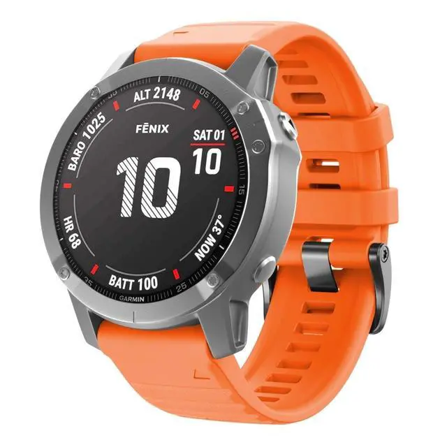 Alt view image 3 of 6 - for Garmin Watch Bands 22mm Width Soft Silicone Replacement Band Dedicated Watch Strap for Garmin Fenix 7/Fenix 5/Fenix 6/Fenix 5 Plus/Fenix 6 Pro/Forerunner 935 945 (Color: Orange, Size: 22mm)