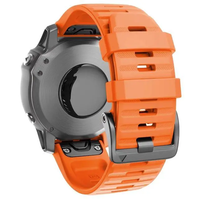 Alt view image 4 of 6 - for Garmin Watch Bands 22mm Width Soft Silicone Replacement Band Dedicated Watch Strap for Garmin Fenix 7/Fenix 5/Fenix 6/Fenix 5 Plus/Fenix 6 Pro/Forerunner 935 945 (Color: Orange, Size: 22mm)