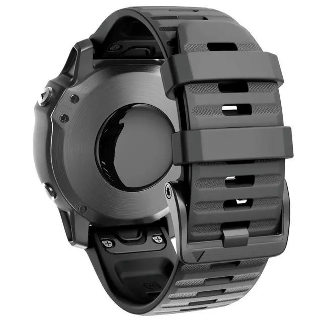 Alt view image 4 of 6 - for Garmin Watch Bands 22mm Width Soft Silicone Replacement Band Dedicated Watch Strap for Garmin Fenix 7/Fenix 5/Fenix 6/Fenix 5 Plus/Fenix 6 Pro/Forerunner 935 945 (Color: Preto, Size: 22mm)