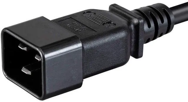 Alt view image 3 of 6 - Heavy Duty Computer Power Cord - 10 Feet - Black | IEC 60320 C13 to IEC 60320 C20, 12AWG, 15A, SJTW, 100-250V