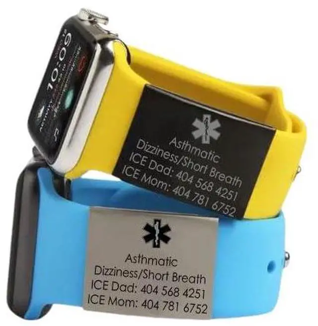 Main image of Medical alert Id Tag for watch band - Watch band 22mm 28mm - Stainless steel ID tag