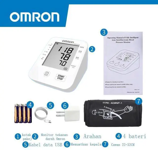 Alt view image 2 of 7 - Omron Automatisches Oberarm-Blutdruckmessgerät LED Anzeige HEM-8710