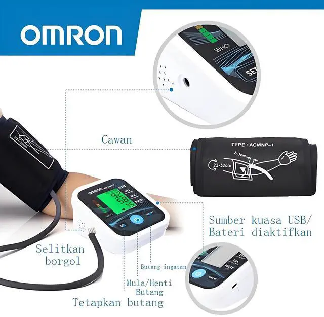 Alt view image 4 of 7 - Omron Automatisches Oberarm-Blutdruckmessgerät LED Anzeige HEM-6677