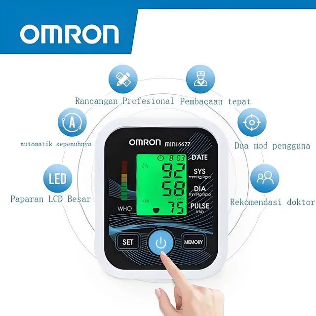 Alt view image 2 of 7 - Omron Automatisches Oberarm-Blutdruckmessgerät LED Anzeige HEM-6677