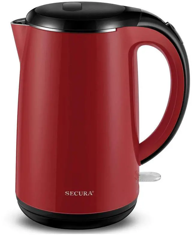 Main image of Original Stainless Steel Double Wall Electric Water Kettle 1.8 Quart with Auto Shut-Off & Boil-Dry Protection, Red SWK-1701DR/HB-3227B