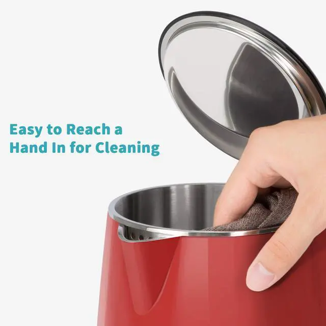 Alt view image 5 of 6 - Original Stainless Steel Double Wall Electric Water Kettle 1.8 Quart with Auto Shut-Off & Boil-Dry Protection, Red SWK-1701DR/HB-3227B