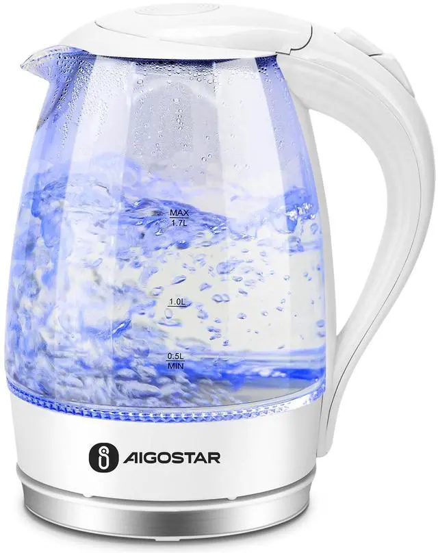 Main image of Electric Kettle, 1500W Glass Electric Tea Kettle Rapid Heating, Borosilicate Glass, Auto Shutoff and Boil-Dry Protection, Hot Water Boiler BPA Free and Cordless with LED Indicator, 1.7 Liter
