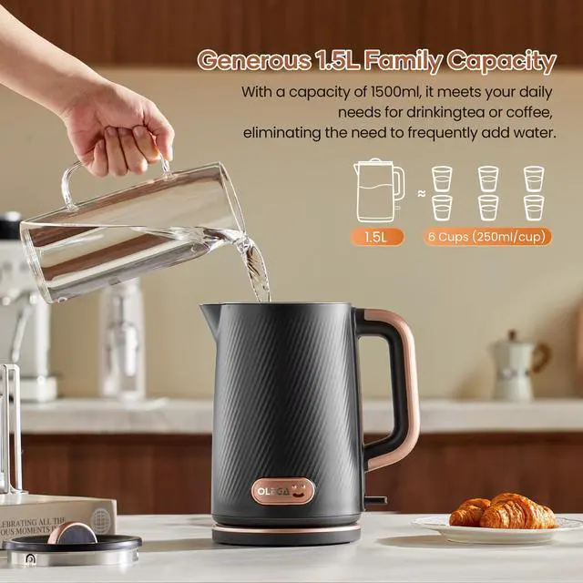 Alt view image 6 of 7 - Electric Tea Kettle: 1200W Fast Boil Electric Water Kettles 1.5L
