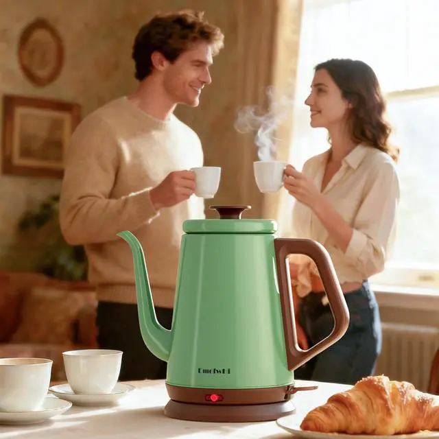 Alt view image 7 of 7 - Gooseneck Electric Kettle(1.0L), 100% Stainless Steel BPA Free Classic Pour Over Coffee Kettle | Tea Kettle - Green