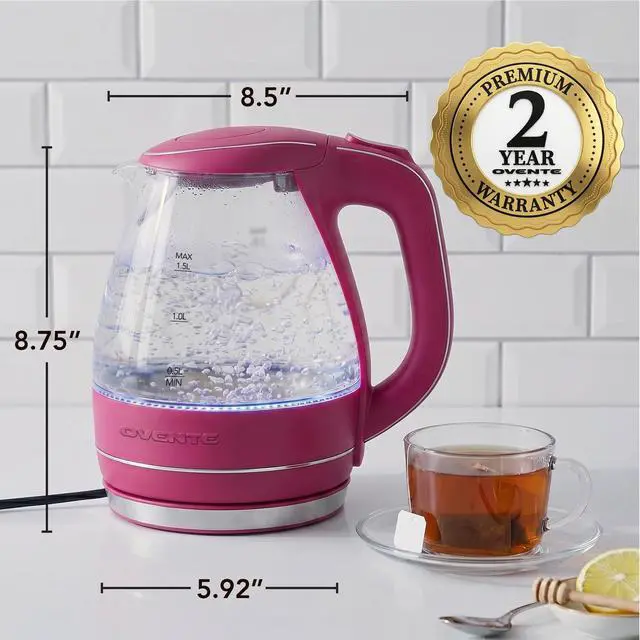 Alt view image 6 of 7 - 1.5L Glass Electric Kettle Water Boiler, Pink KG83F