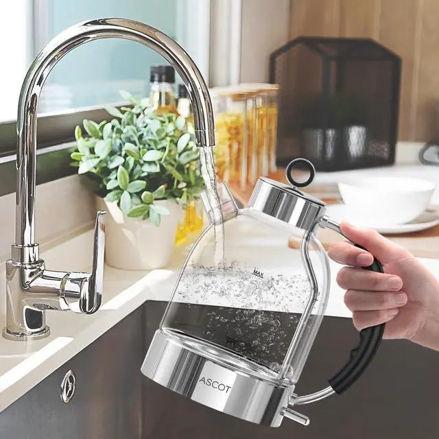 Alt view image 7 of 7 - Electric Kettle, Glass Electric Tea Kettle Gifts for Men/Women/Family 1.5L 1500W Borosilicate Glass Tea Heater, with Auto Shut-Off and Boil-Dry Protection (Silver)