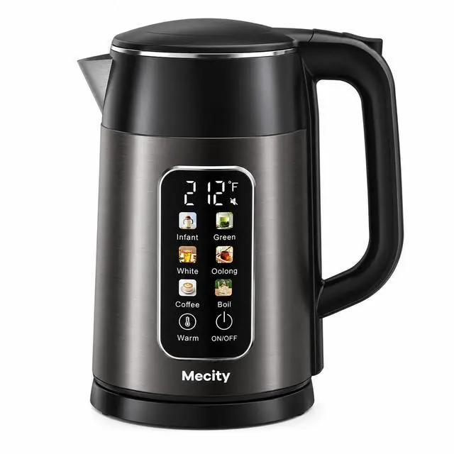 Main image of Electric Kettle 1.7L Touch Screen Temperature Control Water Boiler, No Plastic Contact with Water. 6 Preset Temperature Programs, 2 Hours Keep Warm, Auto Shut Off, Dark Grey