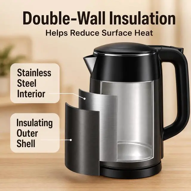 Alt view image 5 of 7 - Electric Kettle 1.7L Touch Screen Temperature Control Water Boiler, No Plastic Contact with Water. 6 Preset Temperature Programs, 2 Hours Keep Warm, Auto Shut Off, Dark Grey