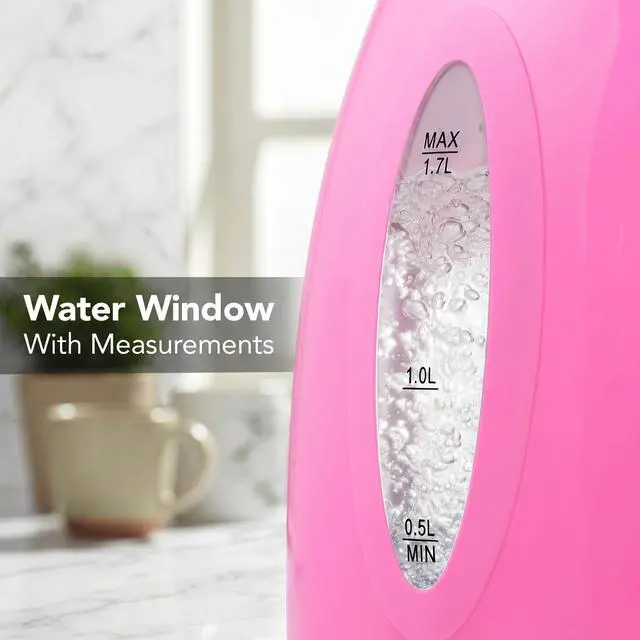 Alt view image 5 of 7 - 1.7L Electric Kettle with 1100W Fast Boiling Water, Pink KP72P