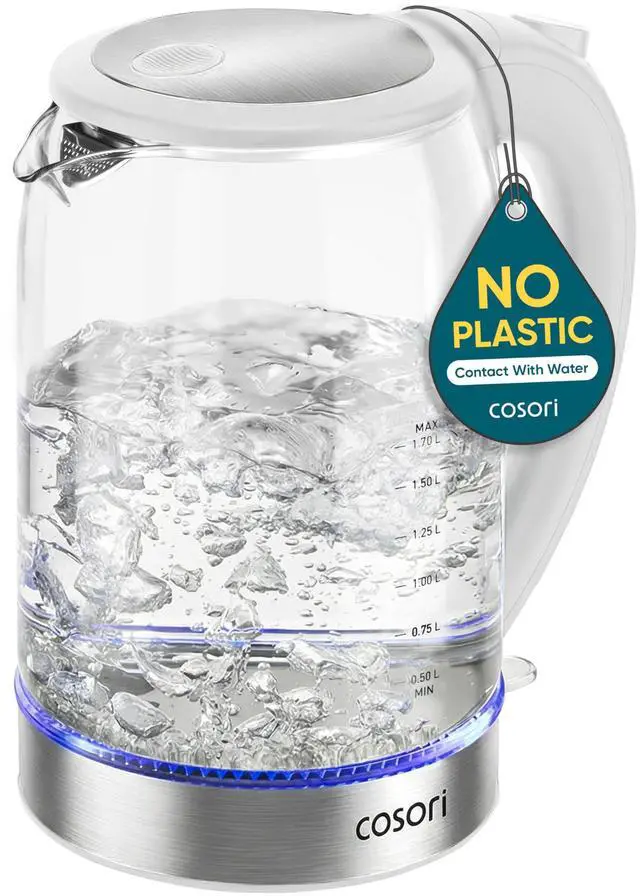Main image of Electric Kettle, No Plastic Contact with Water, 1.7L, White