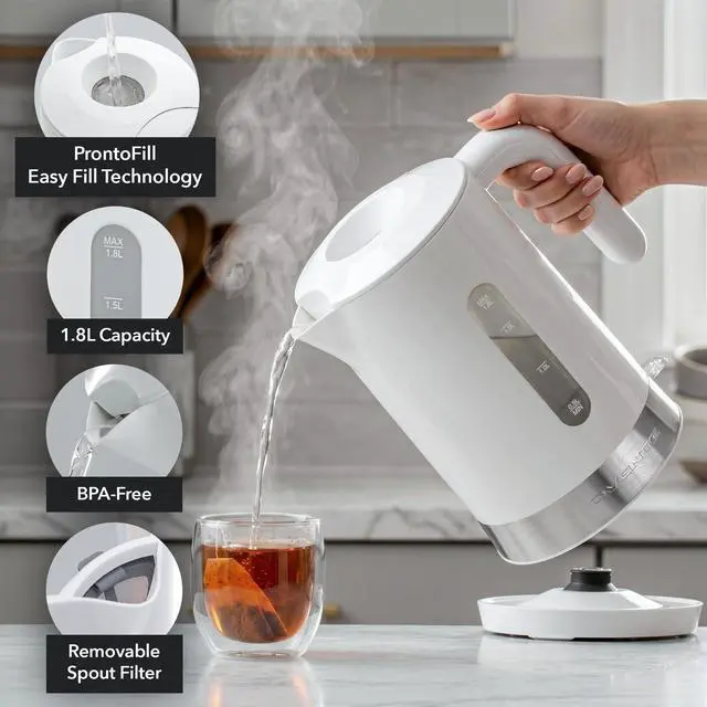 Alt view image 4 of 7 - 1.8L Electric Kettle with 1500W Fast Boiling Heater, White KP413W