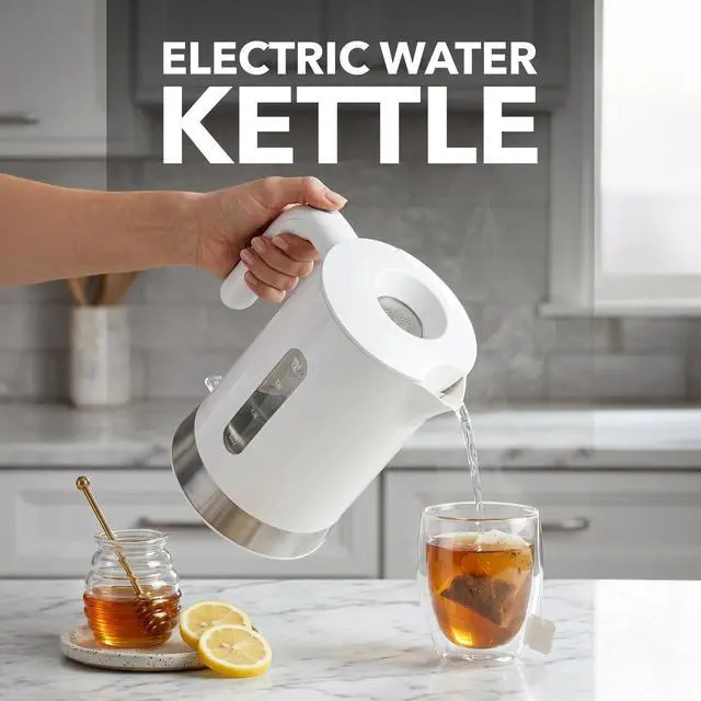 Alt view image 7 of 7 - 1.8L Electric Kettle with 1500W Fast Boiling Heater, White KP413W