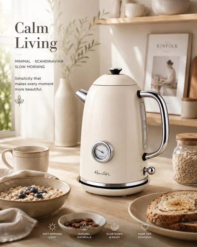 Alt view image 2 of 7 - 61oz Electric Kettle with Thermometer, Retro Hot Water Boiler