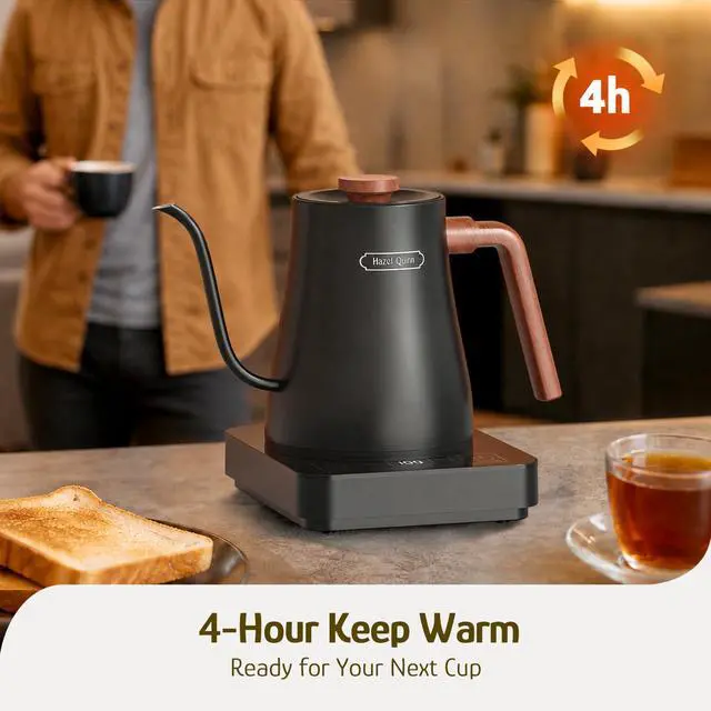 Alt view image 3 of 7 - Gooseneck Electric Kettle 0.8 L, Temp Control, Keep Warm, Black