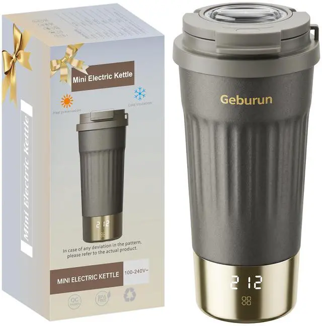 Main image of Travel Electric Kettle Portable Water Boiler, 400ml Small Tea Maker with 6 Temp Settings LCD Display, 316 Stainless Steel Vacuum Insulated Tumbler, 100V-240V, Travel Gifts for Men Women(Titanium Gray)