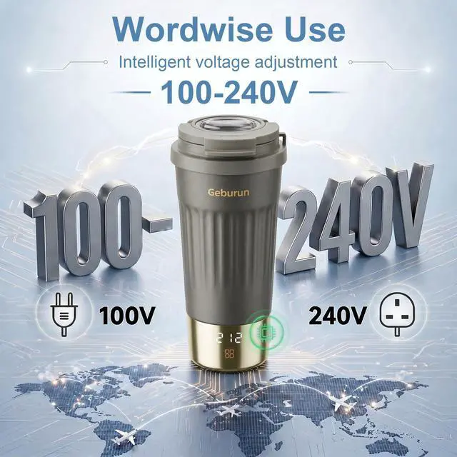 Alt view image 3 of 7 - Travel Electric Kettle Portable Water Boiler, 400ml Small Tea Maker with 6 Temp Settings LCD Display, 316 Stainless Steel Vacuum Insulated Tumbler, 100V-240V, Travel Gifts for Men Women(Titanium Gray)