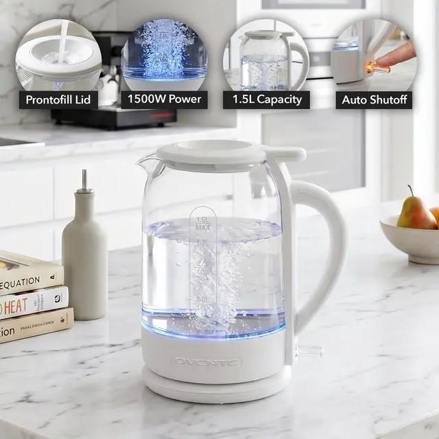 Alt view image 2 of 7 - 1.5L Glass Electric Kettle Water Boiler, White KG516W