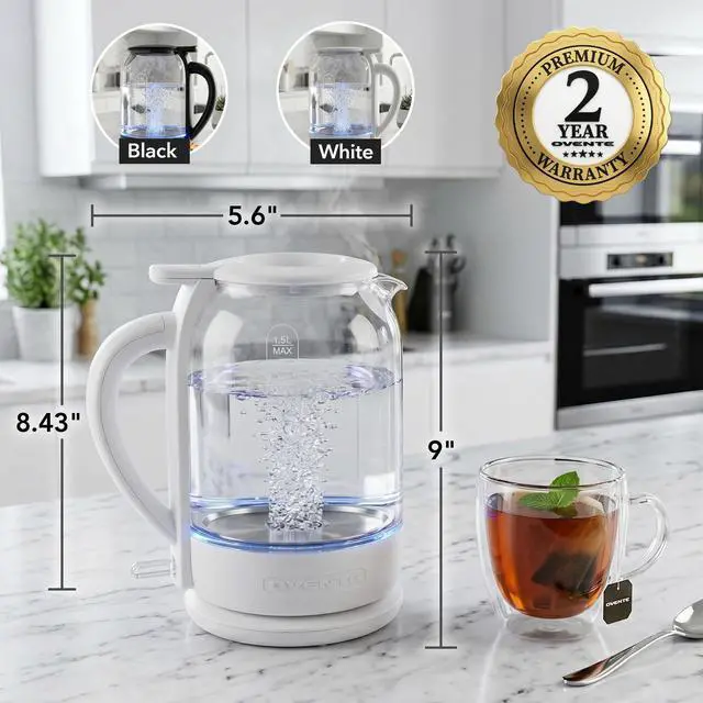 Alt view image 6 of 7 - 1.5L Glass Electric Kettle Water Boiler, White KG516W