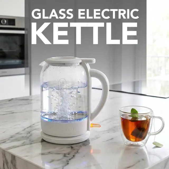 Alt view image 7 of 7 - 1.5L Glass Electric Kettle Water Boiler, White KG516W