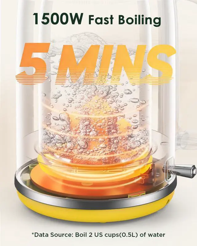 Alt view image 4 of 7 - Electric Kettle 1.8L with Built-in Temperature Gauge, Retro Design