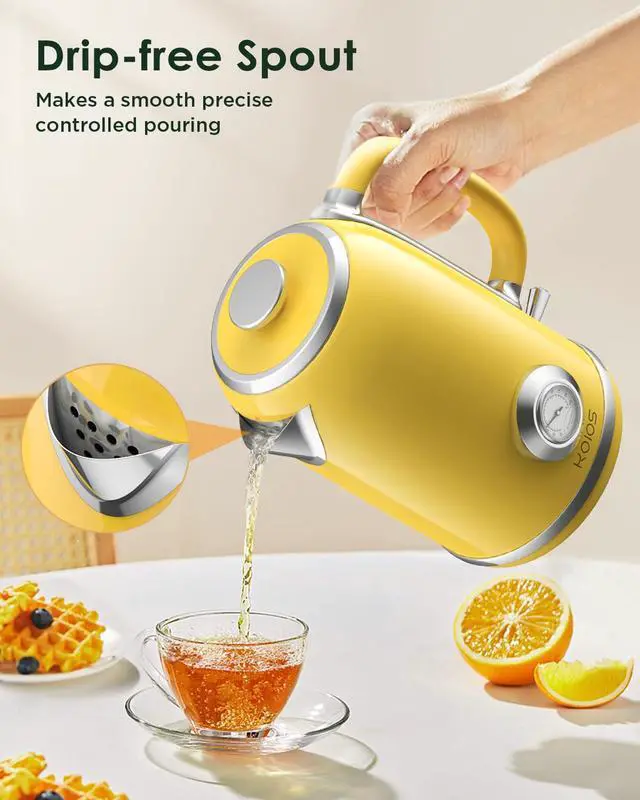 Alt view image 6 of 7 - Electric Kettle 1.8L with Built-in Temperature Gauge, Retro Design