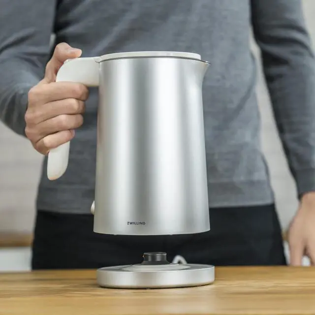 Alt view image 2 of 7 - Enfinigy Cool Touch 1-Liter Electric Kettle, Cordless Tea Kettle & Hot Water - Silver