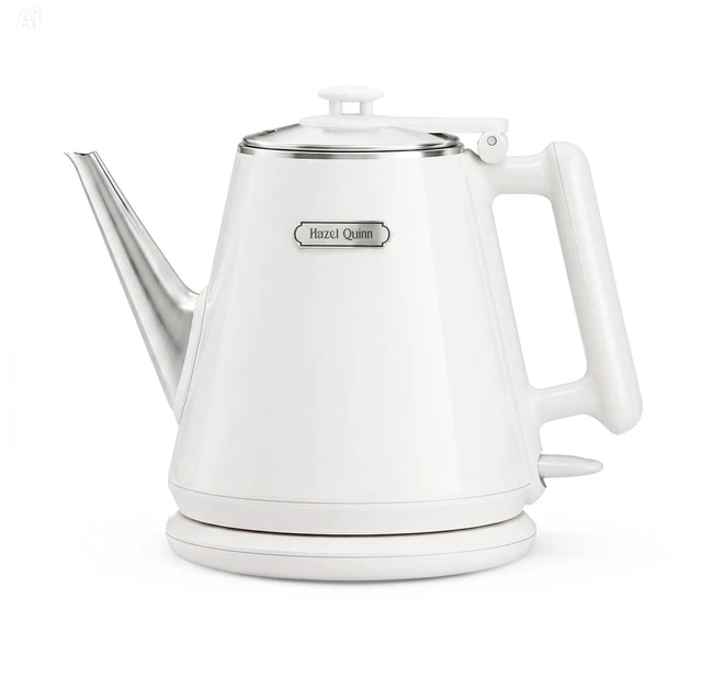 Main image of Electric Kettle, 1L/34oz Small Tea Kettle - Pearl White | 800W Fast Boil, 304 Stainless Steel Interior, Double-Wall Cool Touch, Gooseneck Spout, Auto Shut-Off, BPA-Free Cordless Home