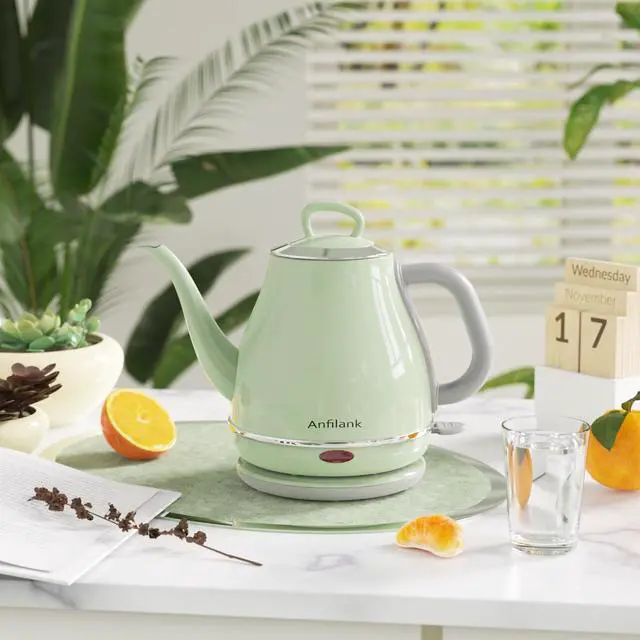 Alt view image 6 of 7 - Electric Gooseneck Kettle, 1L 1500WFast Boil, 100% Stainless Steel BPA Free Pour-Over Coffee & Tea Kettle,Water Boiler with Auto Shut & Boil-Dry Protectio,Green
