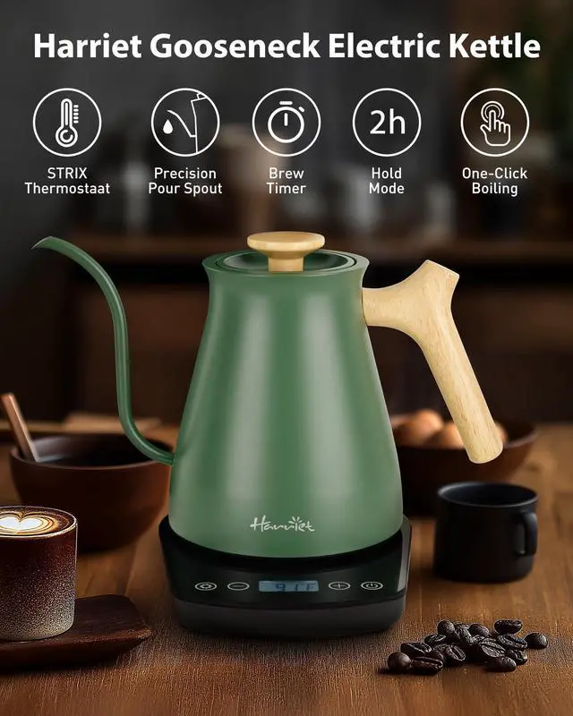 Alt view image 7 of 7 - Gooseneck Electric Kettle, 1°F Control, Brew Time, 0.8L