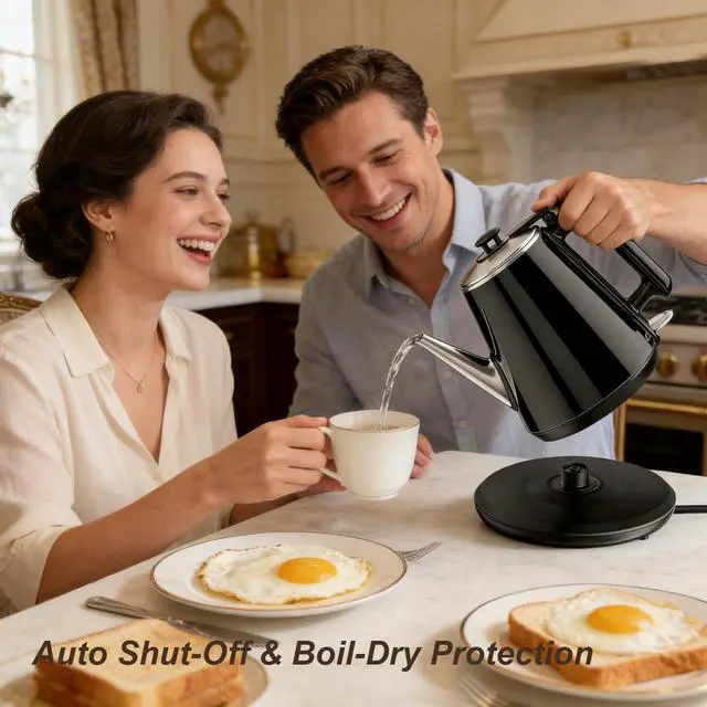 Alt view image 6 of 7 - Small Gooseneck Electric Kettle 0.9L, 1000W 304 Stainless Steel