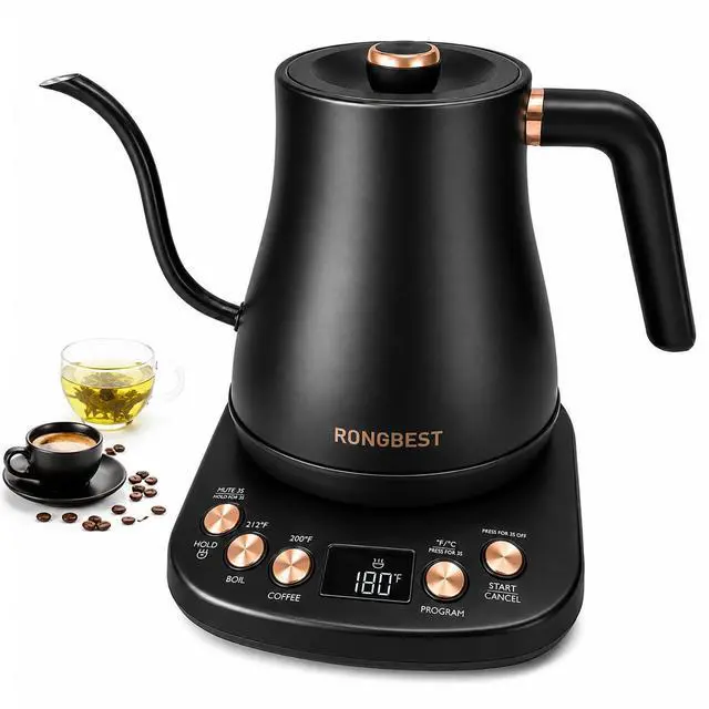 Main image of 1L Electric Gooseneck Kettle with 6 Temperature Control Preset & Keep-warm