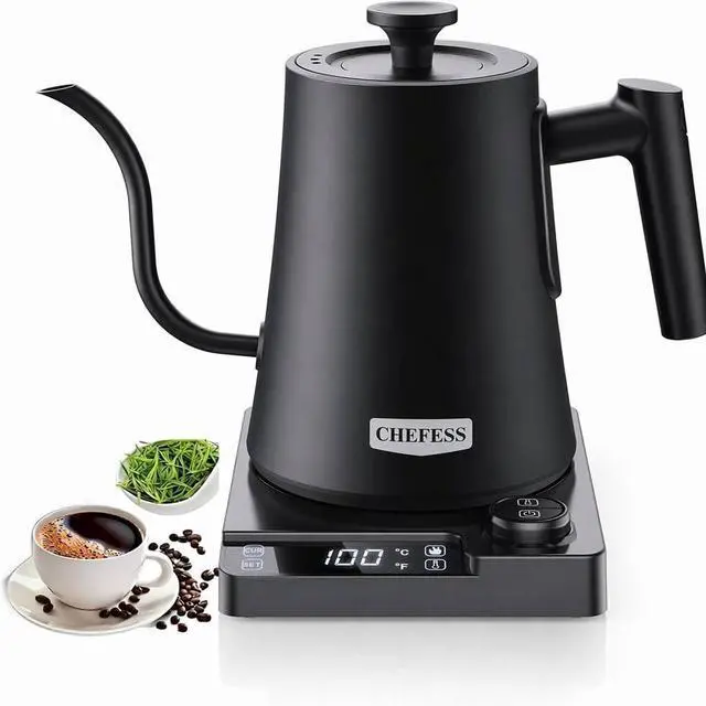 Main image of Gooseneck Electric Kettle, ±1°F Temperature Control, Up to 24H Keep Warm, 1.0L 1200W Fast Heating, 304 Stainless Steel Interior, Built-in Brew Timer, Pour Over Kettle for Coffee and Tea