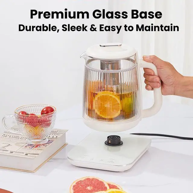 Alt view image 5 of 7 - Double-Layer Electric Kettle1.5L with Stew Pot,Glass Health Pot, 9-in-1 Glass Tea Maker, Programmable Touch Panel, Stainless Steel Base for Soup, Porridge, Herbal Tea