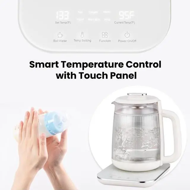 Alt view image 4 of 7 - Double-Layer Electric Kettle1.5L with Stew Pot,Glass Health Pot, 9-in-1 Glass Tea Maker, Programmable Touch Panel, Stainless Steel Base for Soup, Porridge, Herbal Tea